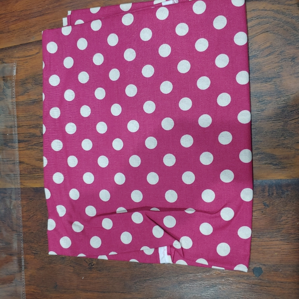 Cranberry & cream polka dot fabric